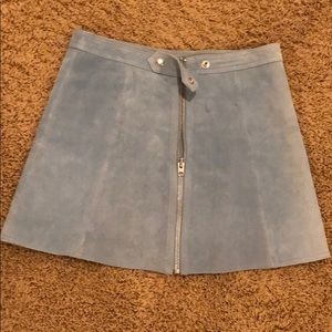 Topshop light blue suede skirt